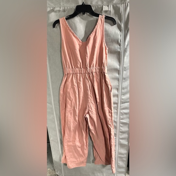 ASOS Denim Jumpsuit V Neck Washed Pink Summer Wide Leg Us Size 4 - Picture 6 of 6